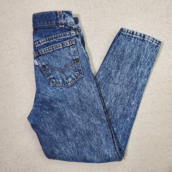 Vintage Levi's Acid Wash Tapered Leg Jeans kids 10 SLIM - Picture 1 of 10